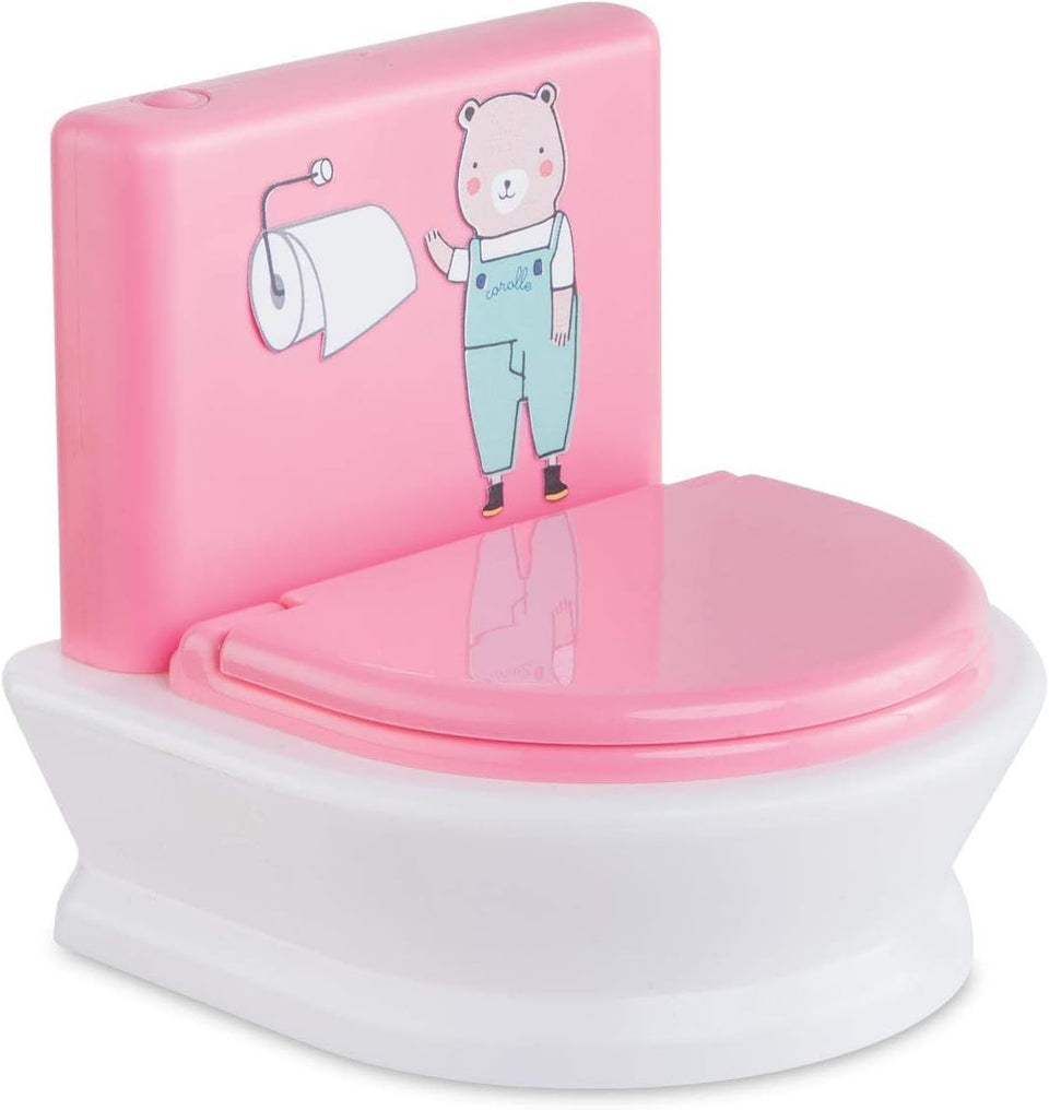 Corolle real-life potty training doll toilet with flush sound supports immersive play.