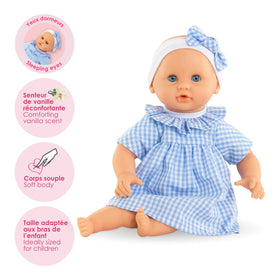 Corolle Premier Poupon Calin pink pajama outfit ready for cuddles.