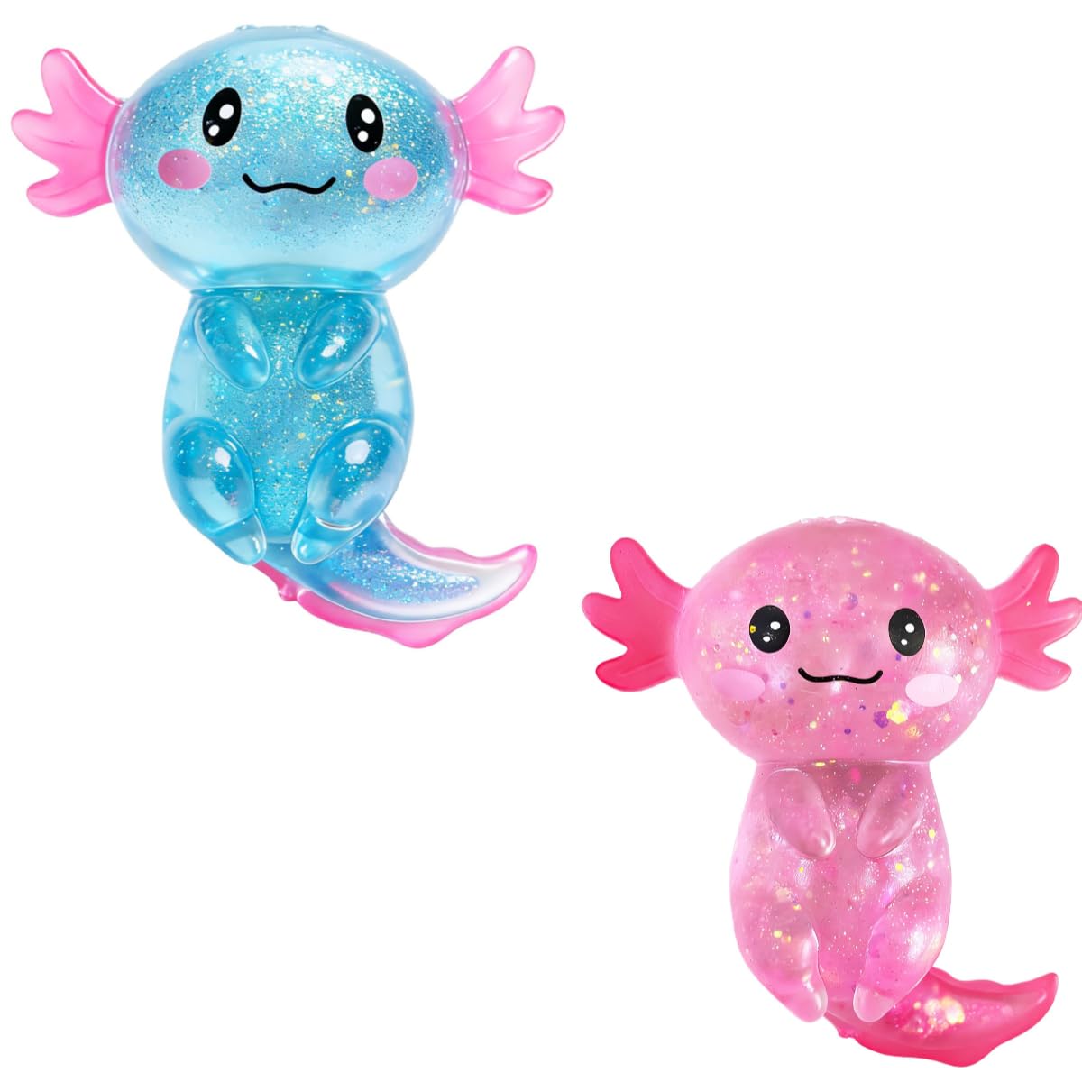 Coroto axolotl squishy blue-pink front view for stress relief and focus