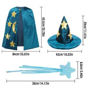 CosInStyle velvet cape with collar button ensures secure fit.