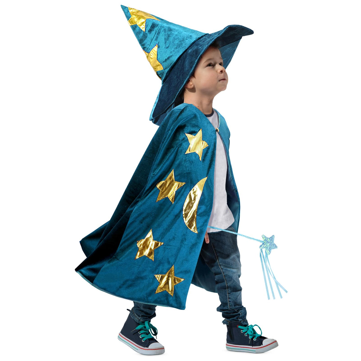 CosInStyle kids wizard hat blue adds instant magical flair to any costume.