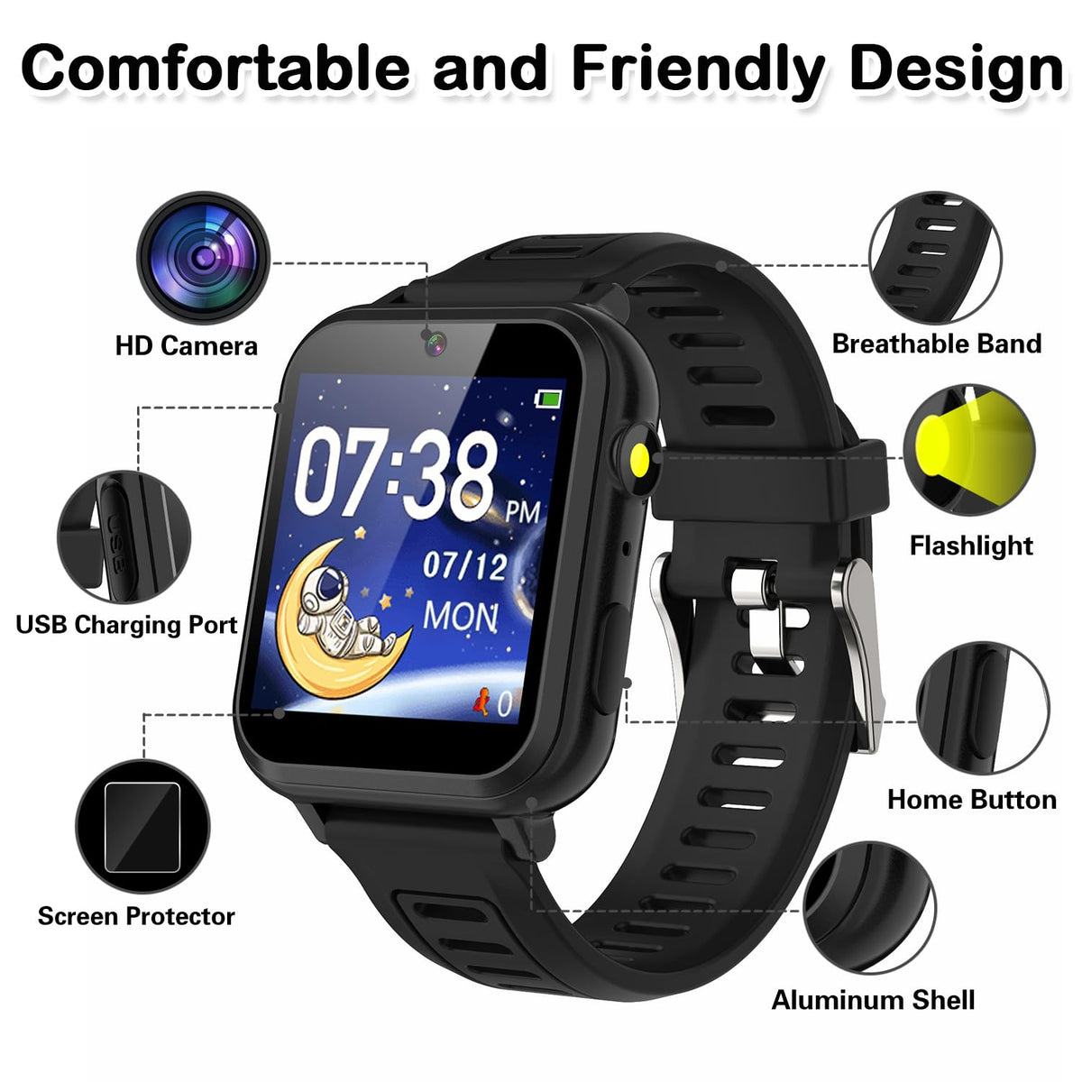 Cosjoype watch displaying pedometer tracking for active play