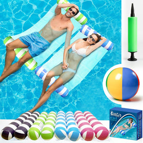 Cosmic Chameleon four-pack inflatable pool hammock floats for versatile water lounging.