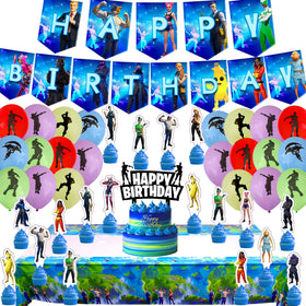 Cosmic Party gaming banner creates a bright backdrop for a video game themed party.