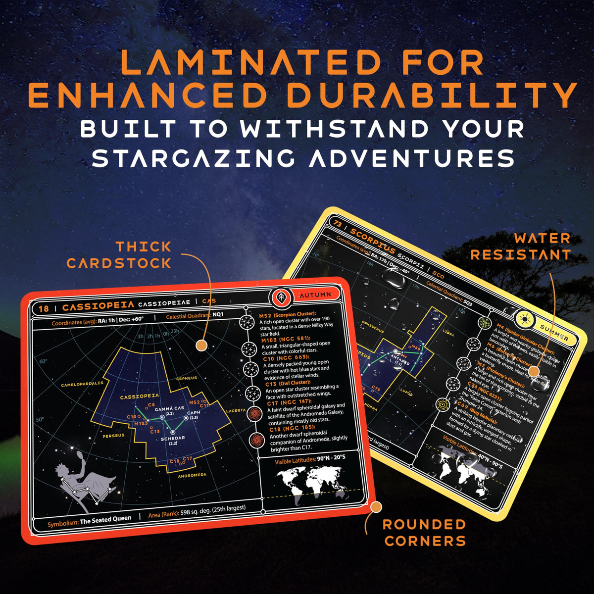 Cosmic Shards Stargazing Cards back-notes highlight culture and observation tips.