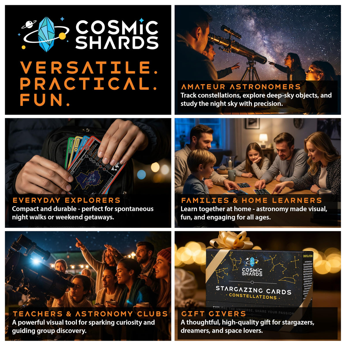 Cosmic Shards Stargazing Cards full-set display shows 88 cards for learning.