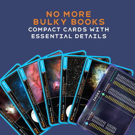 Cosmic Shards Stargazing Cards back design shows object details for curious beginners