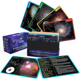 Cosmic Shards Stargazing Cards front view with star map and Telrad ring for quick locating