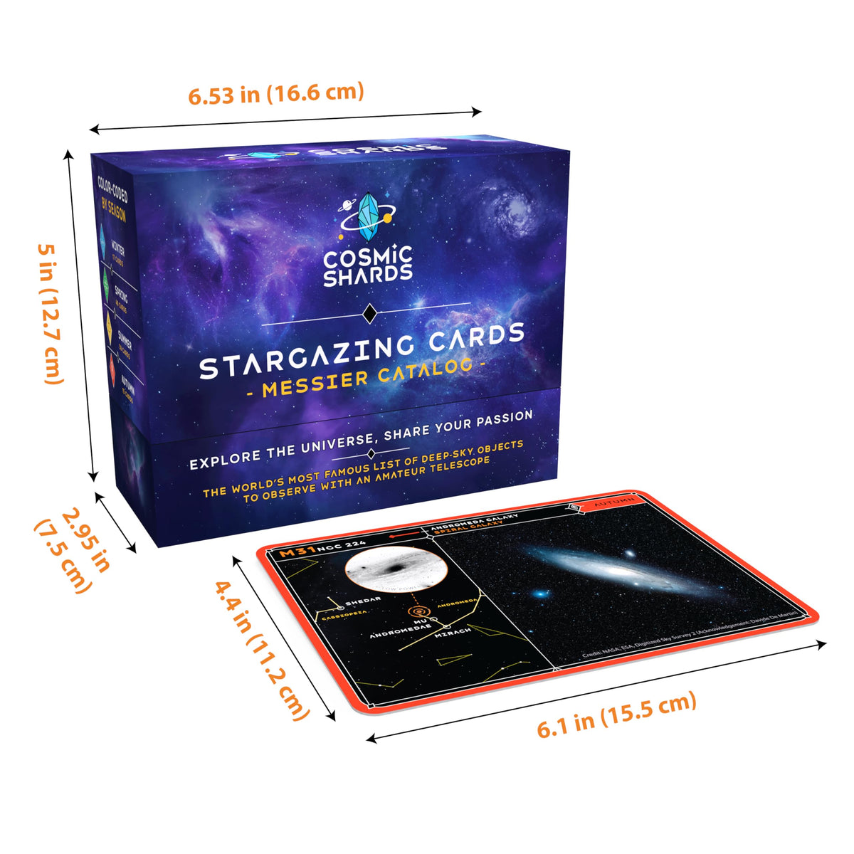 Cosmic Shards Stargazing Cards night-vision friendly text for red-light reading