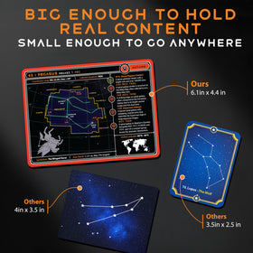 Cosmic Shards Stargazing Cards night-vision friendly design supports red-light reading.