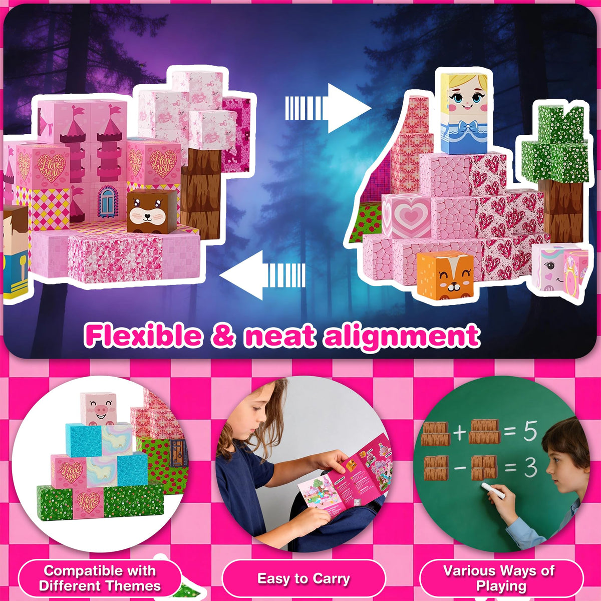 Cosminy blocks with eight magnetic contacts for stable, engaging builds.