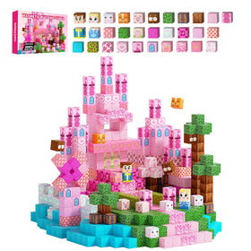 Cosminy pink magnetic blocks 100pcs fostering imaginative play and STEM exploration.