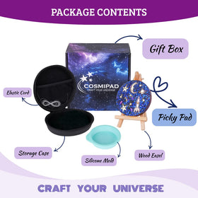Cosmipad celestial gift box with wooden stand highlights a living stress-relief experience