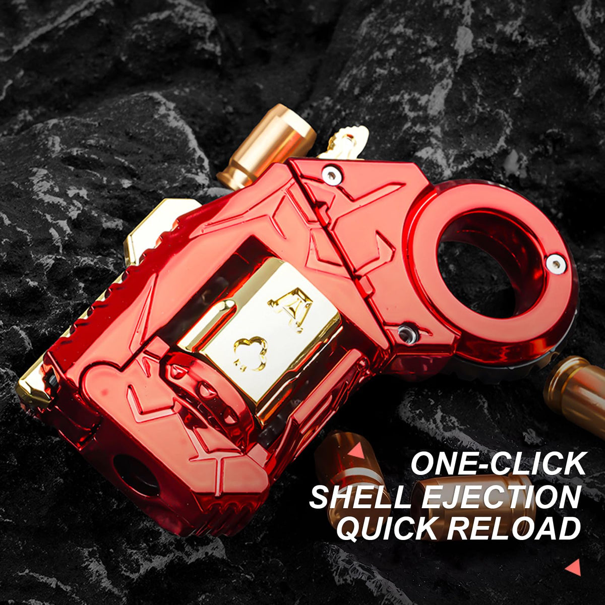 Cossify gun fidget toy metal body close-up emphasizing durable construction.