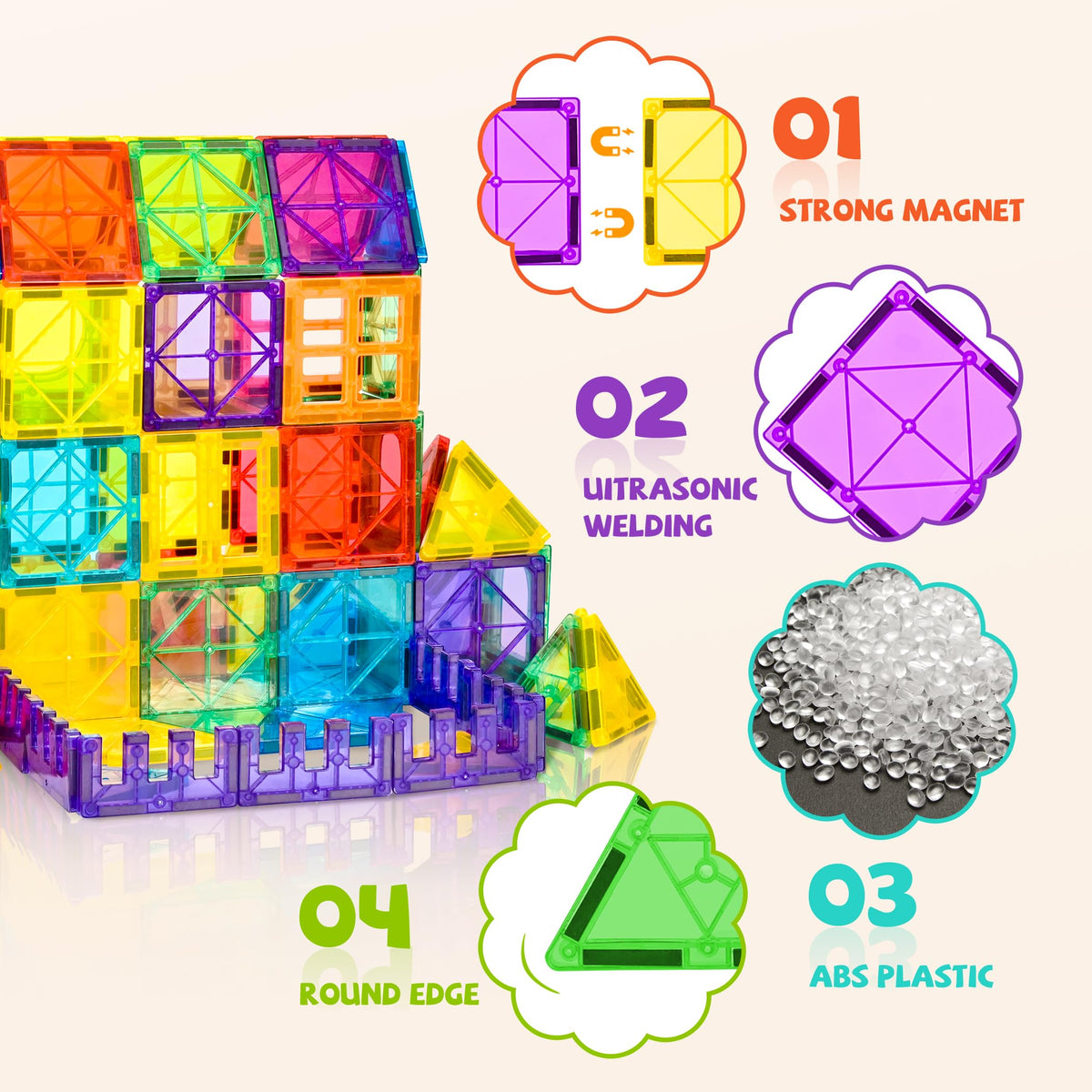 Cossy magnets provide stable, easy-to-build structures for little designers.