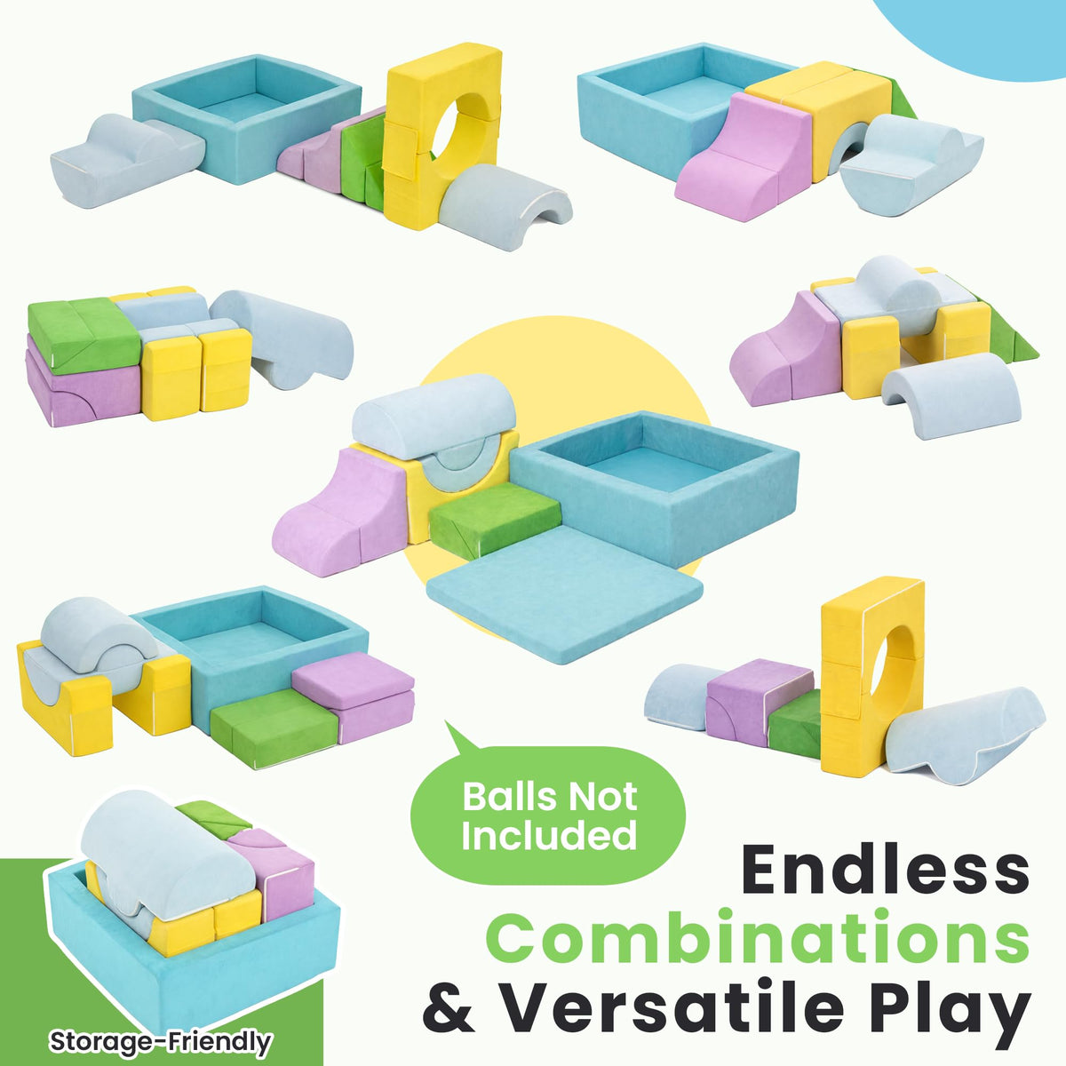 Cossy seven-piece climbing set for indoor playrooms.
