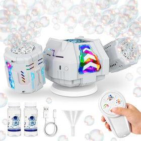 Cossy bubble machine with mecha design as a striking party centerpiece.