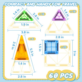 Cossy Mini Magnetic Tiles showing building ideas for open-ended creativity.