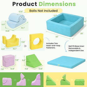 Cossy square ball pit measures 30 by 28 inches for space.