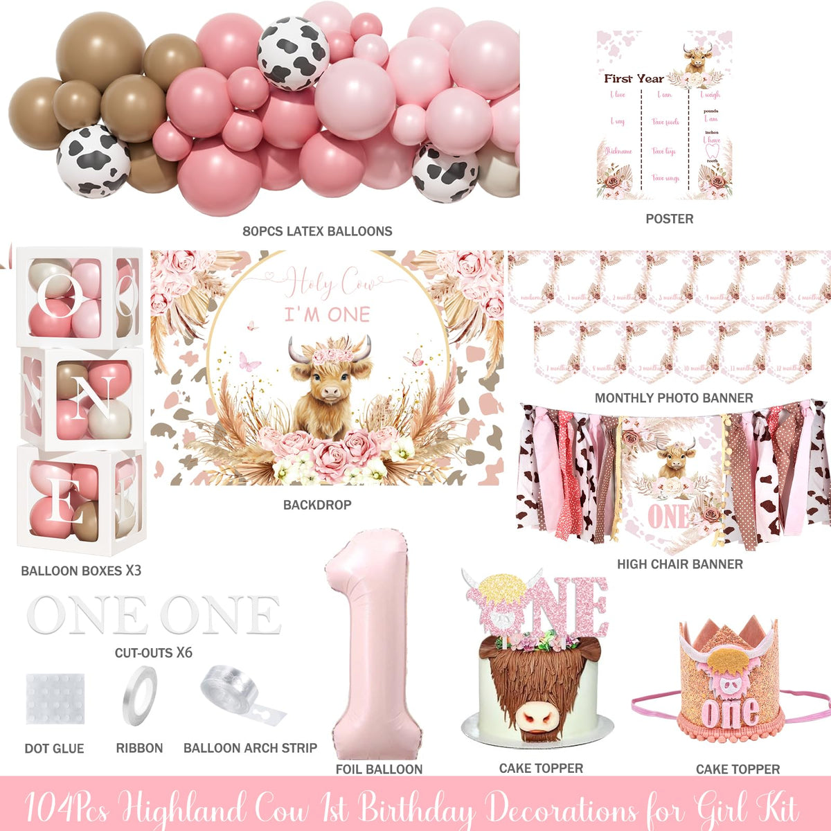 Costova Highland Cow boho pink backdrop creates a dreamy photo wall