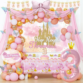 Costova Princess 3rd Birthday Backdrop for regal photo moments