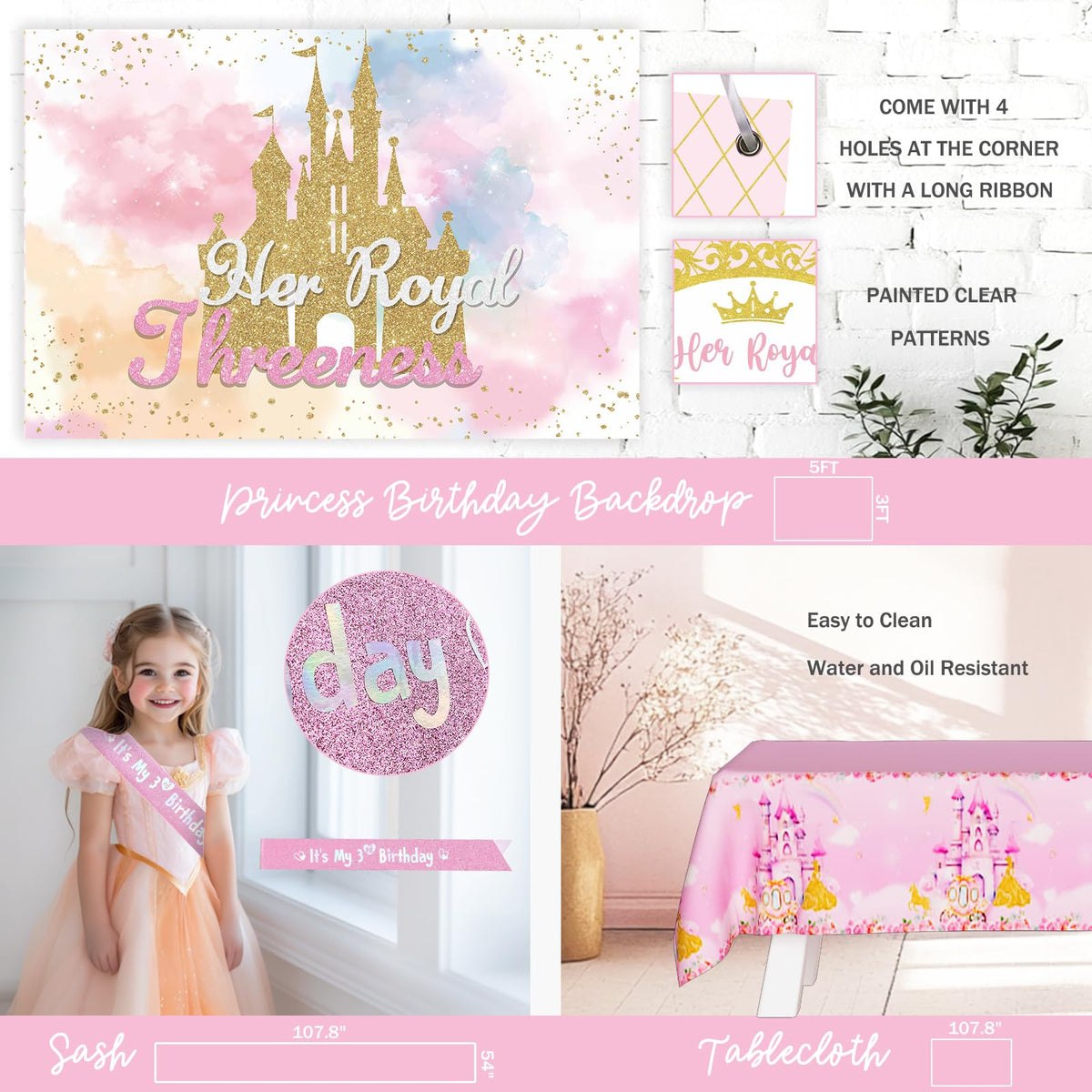 Costova Princess sash It's My 3rd Birthday for milestone flair