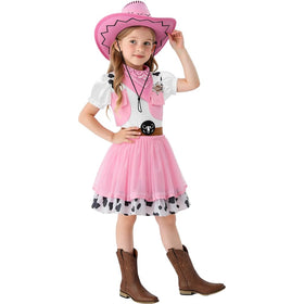 Costumerry cowgirl dress in pink for imaginative play and dress-up