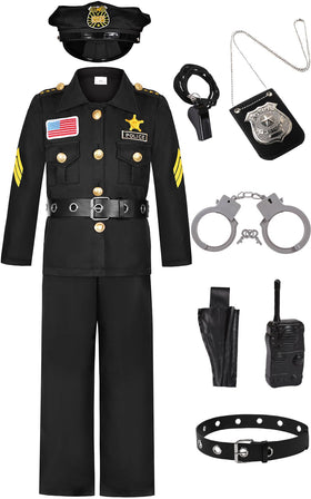 Costumerry police officer costume top for imaginative role-play and dress-up.