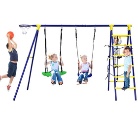 Costzon 5-in-1 swing set in backyard ready for active outdoor play