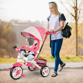 Costzon tricycle pink front wheel clutch aids effortless maneuvering
