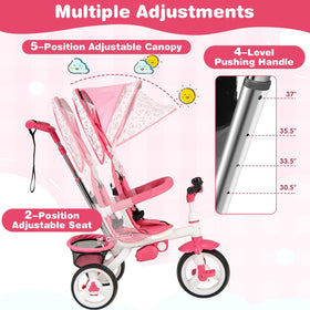 Costzon tricycle pink with adjustable parent handle for easier steering