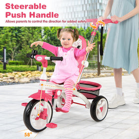 Costzon tricycle pink mesh basket keeps essentials handy