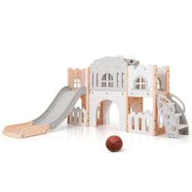 Costzon 8-in-1 pink setup for toddlers encourages imaginative indoor play
