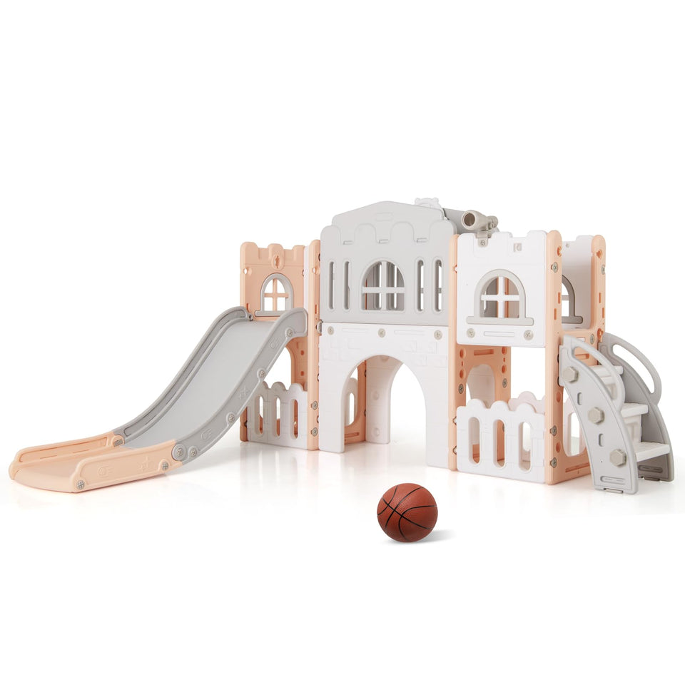 Costzon 8-in-1 pink setup for toddlers encourages imaginative indoor play