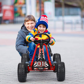 Costzon Go Kart red finish for vibrant outdoor adventures.