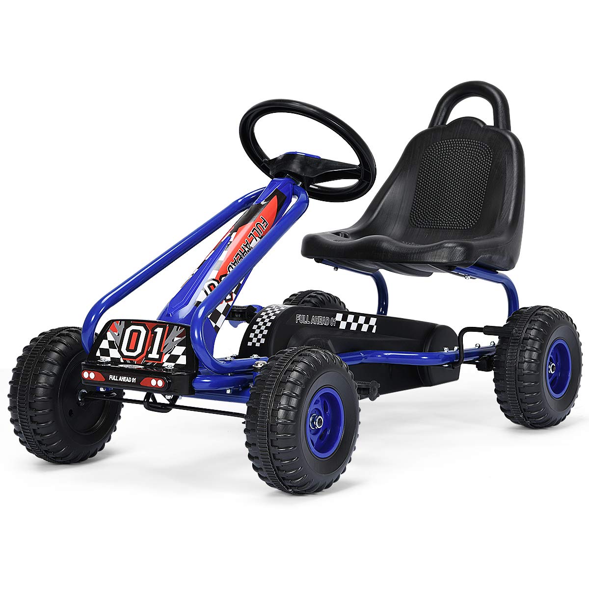 Costzon Go Kart steering wheel image for kids enables easy steering and confident rides.
