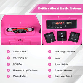 Costzon 7Ah battery powers 1–2 hours of ride time per charge.