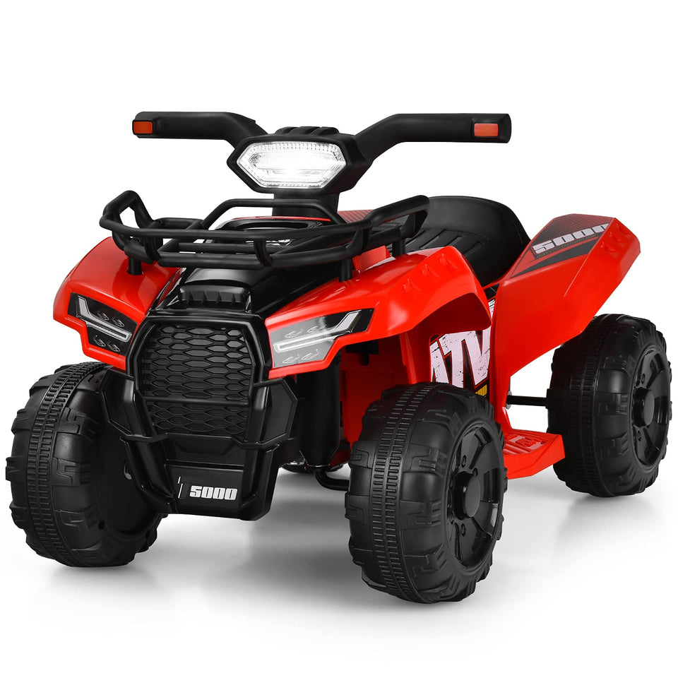 Costzon kids ATV front view with LED headlight for safe outdoor play.