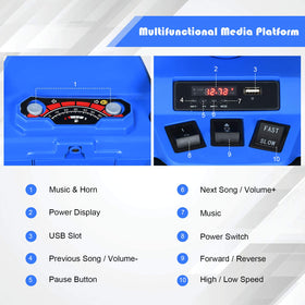 Costzon Kids ATV blue MP3 USB feature lets kids ride with their tunes