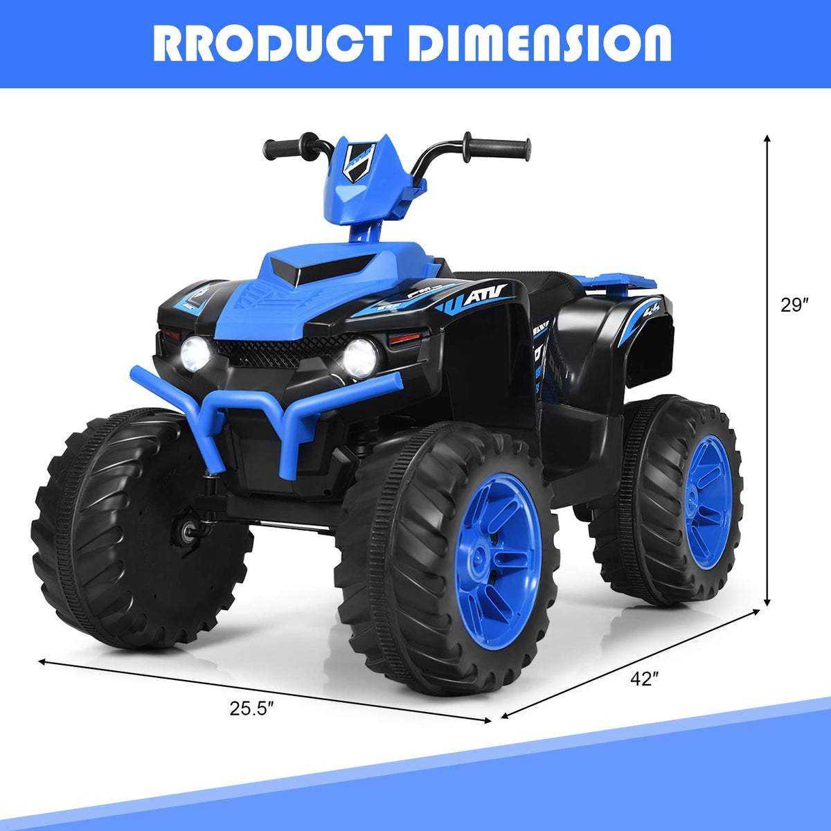 Costzon Kids ATV blue night riding lights support after-dark play