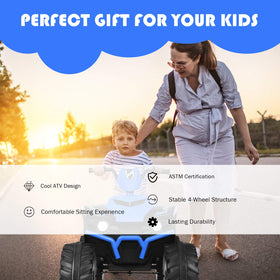 Costzon Kids ATV blue treaded tires provide steady grip on lawns and pavements