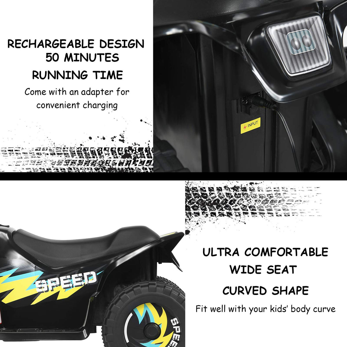 Costzon Kids ATV charging port enables quick recharges for more playtime