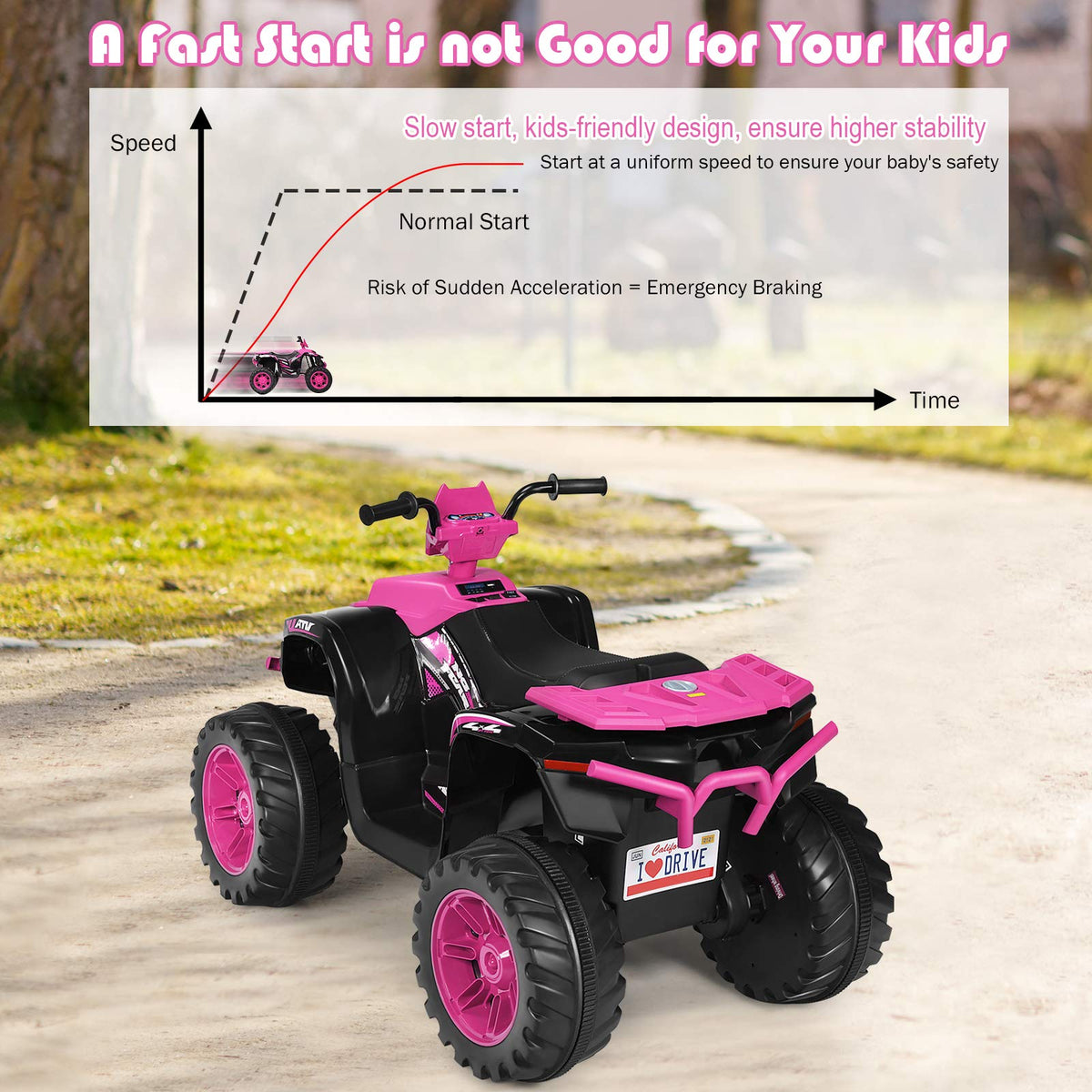 Costzon dashboard features horn and music for an interactive riding experience.