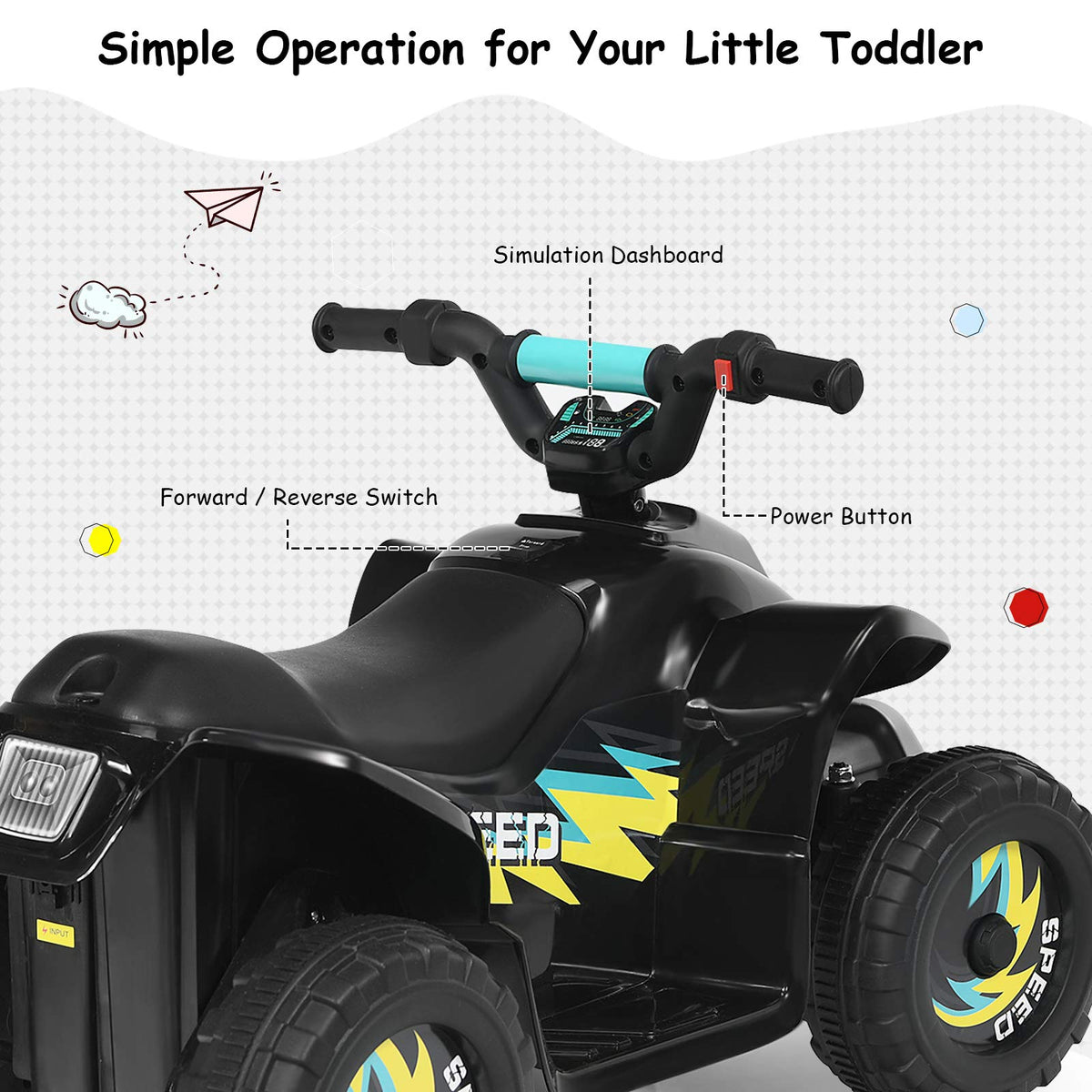 Costzon Kids ATV seat and footrests maximize comfort during play