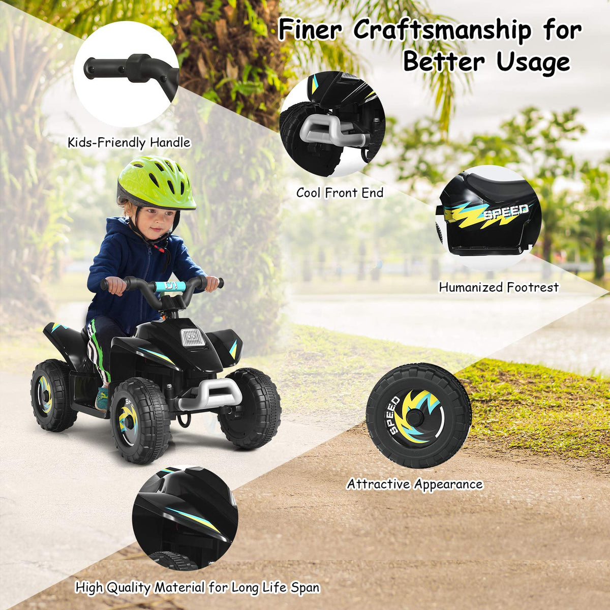 Costzon Kids ATV side profile highlights compact size for indoor play