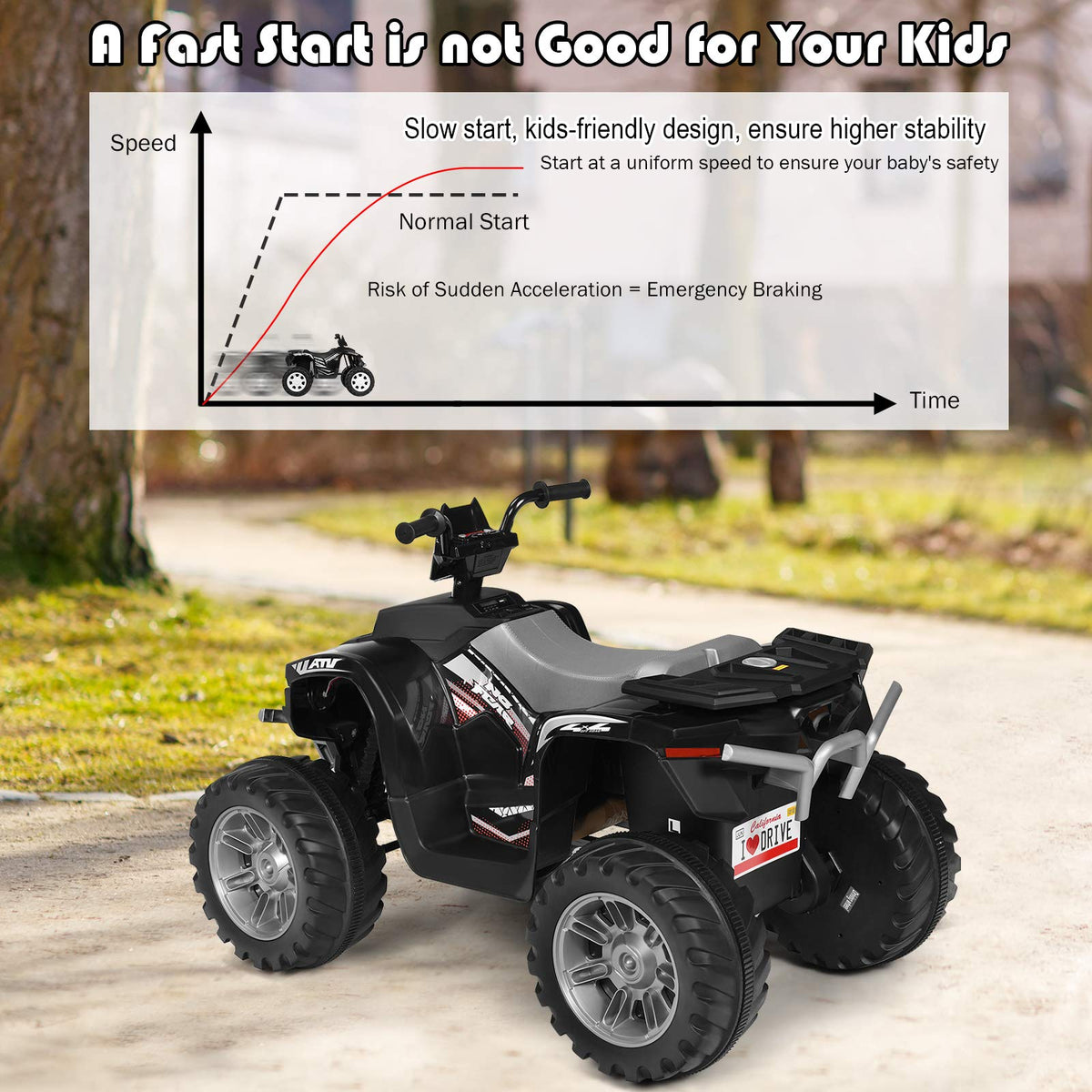 Costzon Soft-start system enabling gentle acceleration for kids