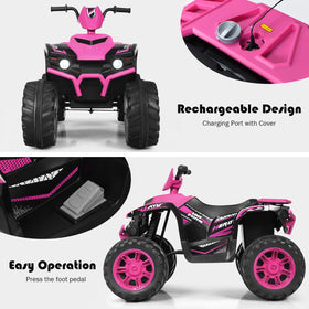 Costzon ride-on ATV treaded tires grip diverse surfaces for outdoor fun.