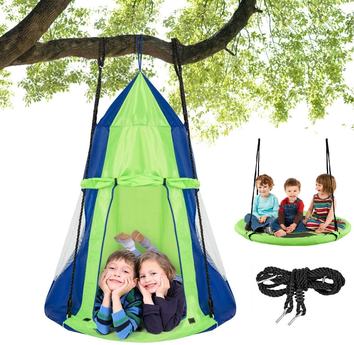 Costzon kids detachable tent hanging chair for indoor and outdoor play