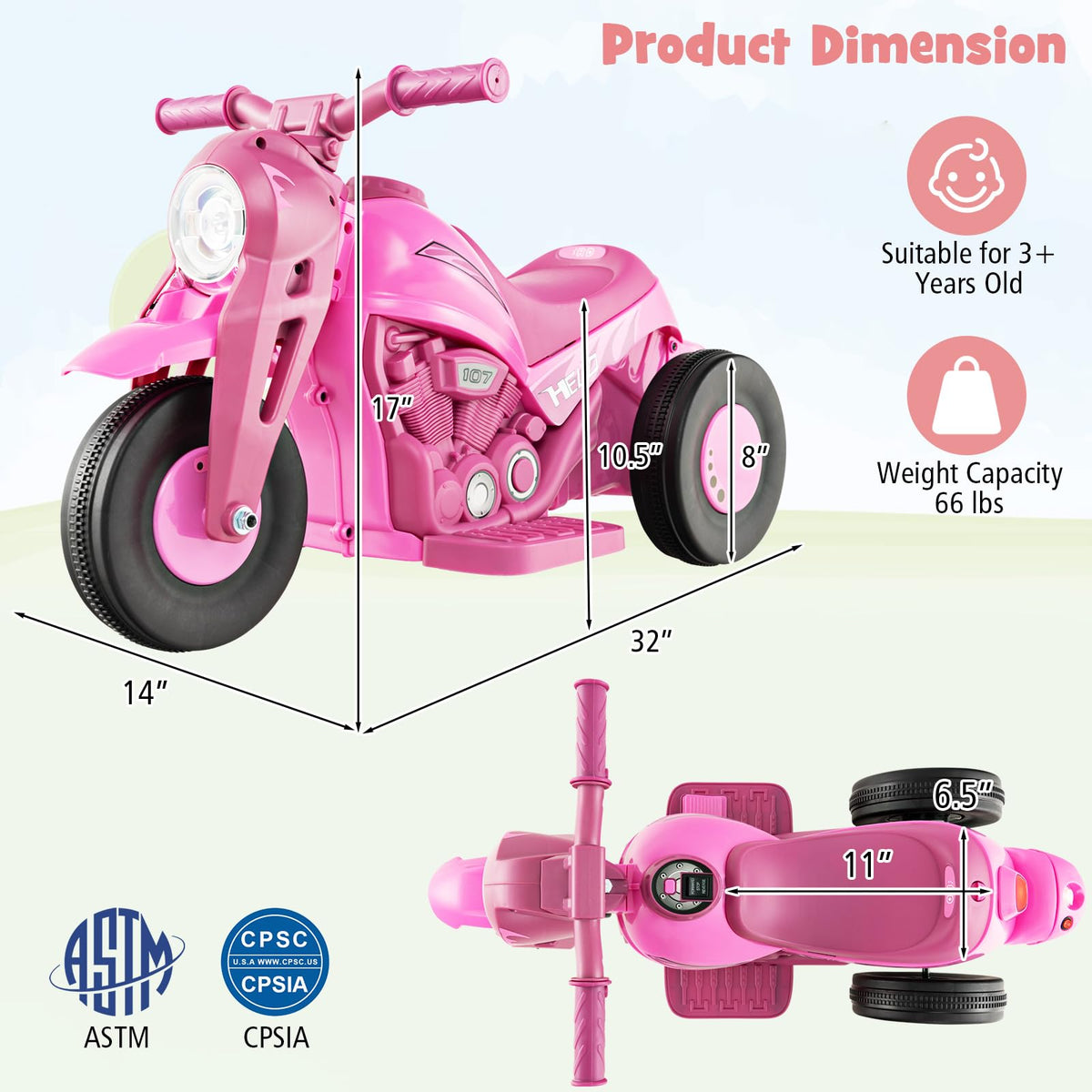 Costzon Kids Motorcycle 6V battery for kid-friendly playtime