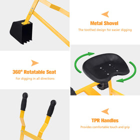 Costzon sand digger 360° seat close-up emphasizing child-friendly controls